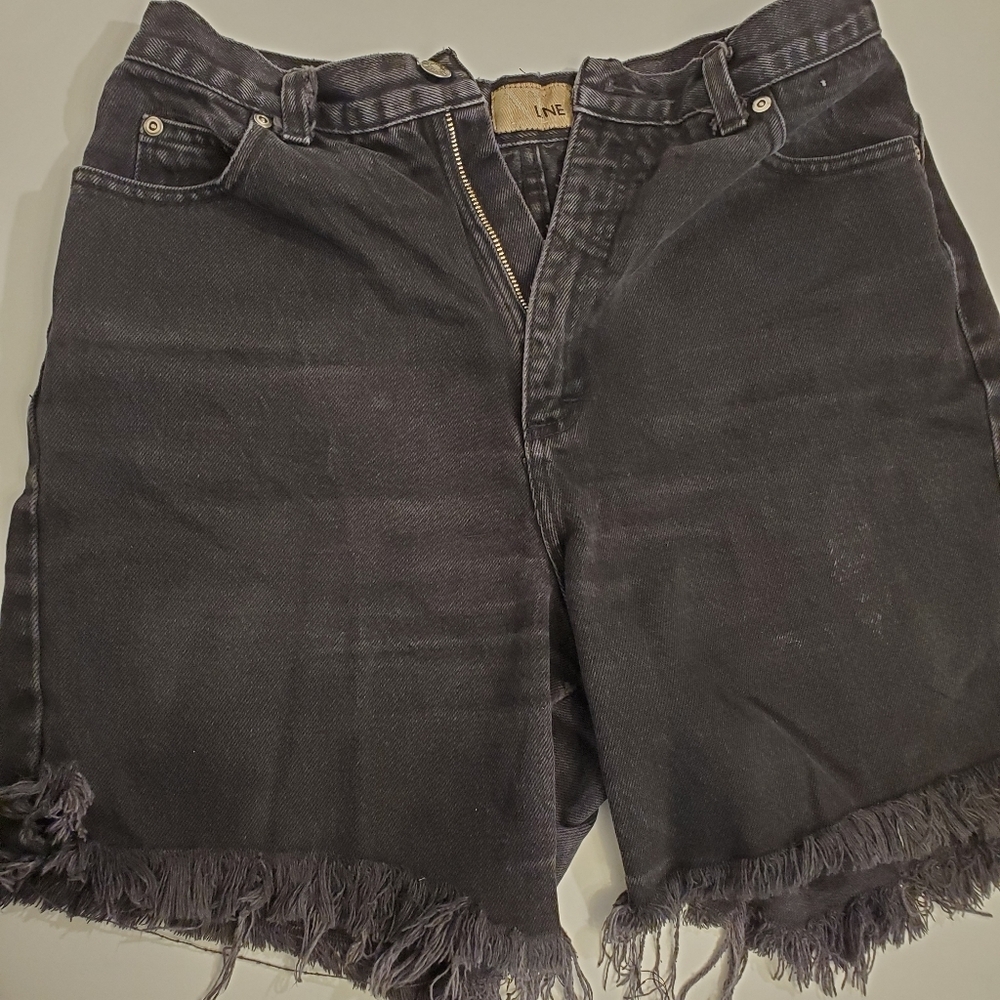 Vintage 90's NY Line Black Denim Distressed Shorts